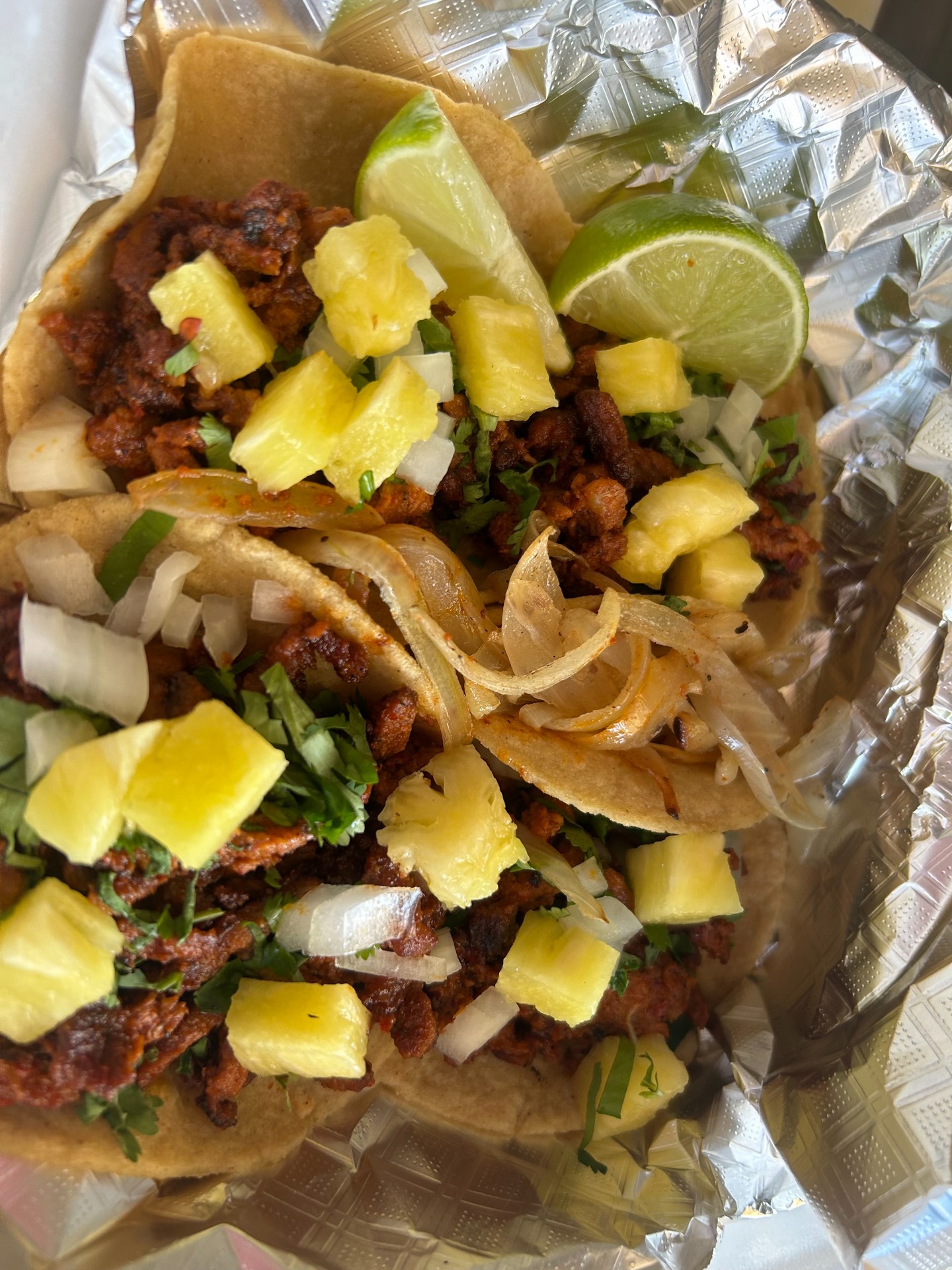 Mini Tacos Al Pastor with pineapple